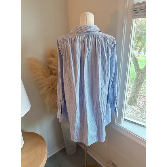 Missguided Blue Pinstripe Oversized Boyfriend Button Up Shirt Size 2 - Picture 7 of 9